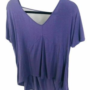 Lucy Open V Back Purple Shirt Workout Casual Y